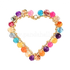 Кулоны с натуральными ограненными камнями в форме сердца&nbsp;PALLOY-JF00511