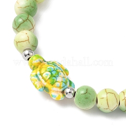 Синтетические бирюзовые круглые и черепаховые бусины&nbsp;BJEW-JB12340-03