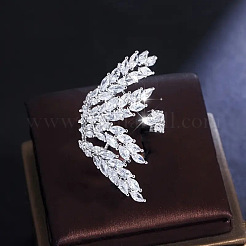 Кольца-манжеты из латуни с микропаве из прозрачных кубических цирконий в форме оливковой ветви&nbsp;FS-WG54664-02