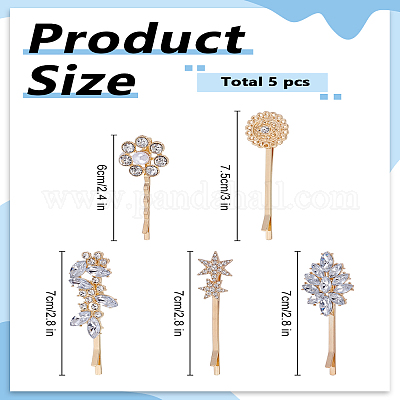 1 комплект заколок для волос из сплава со стразами и жемчугом&nbsp;AJEW-LP0001-89G-1