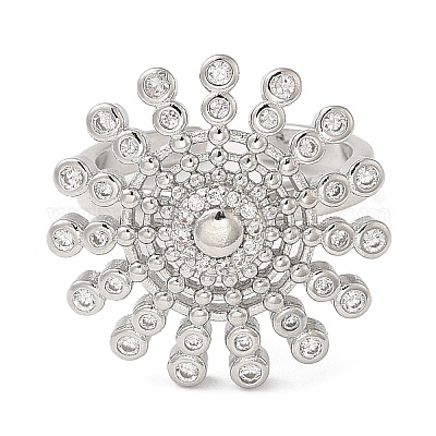 Вращающееся открытое кольцо с цветком кубического циркония&nbsp;LS-RJEW-Q776-05P-1