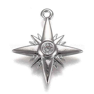 Кулоны из экологически чистой латуни с прозрачным кубическим цирконием ZIRC-H106-02P-1