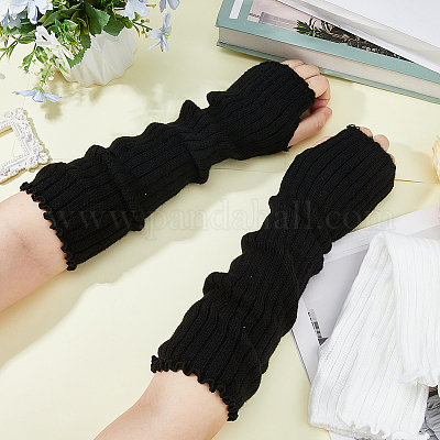 2 пара длинных перчаток без пальцев из полиэстера двух цветов&nbsp;AJEW-HS0001-22-1