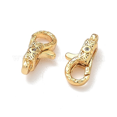 Застежки-карабины из текстурированной латуни с микропаве из кубических цирконий KK-Z136-22G-02-1