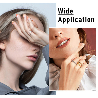 8 шт. 8 стильных вращающихся манжетных кольца из латуни с бусинами RJEW-SW0001-01-1