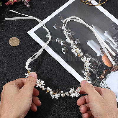 1 шт. простая повязка на голову ручной работы с хрустальными бусинами для невесты&nbsp;OHAR-CY0001-22-1