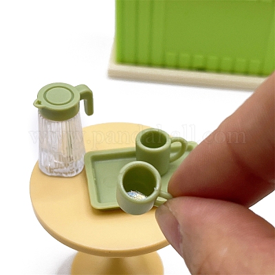 Пластиковый чайник и набор чашек миниатюрные украшения&nbsp;PW-WGC6D45-01-1