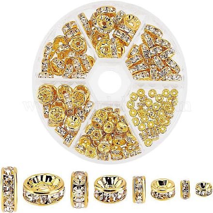 150шт 4 вида латунных бусинок со стразами&nbsp;RB-PH0001-66G-1