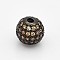 Brass Micro Pave Grade AAA Cubic Zirconia Beads, Cadmium Free & Nickel Free & Lead Free, Round, Gunmetal, 12mm, Hole: 2mm