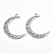 Tibetan Style Alloy Pendants, Crescent Moon, Cadmium Free & Lead Free, Antique Silver, 40x29x1mm, Hole: 2.5mm, about 420pcs/1000g