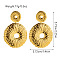 304 Stainless Steel Dangle Stud Earrings, Golden, Flower, 57.3x37.2mm