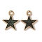 Alloy Enamel Charms, with Glitter Powder, Star Charm, Golden, Dark Green, 14.5x12x1.5mm, Hole: 1.6mm
