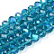 Electroplate Glass Beads Strands, Half Rainbow Plated, Faceted, Rondelle, Steel Blue, 8x6mm, Hole: 1mm, about 60~62pcs/strand, 15.7~16.1 inch(40~41cm)