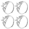4Pcs Brass Adjustable Ring Components, 4 Prong Ring Settings, Oval, Platinum, Tray: 8x6mm, 2~8mm, US Size 7 1/2(17.7mm)