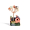 Resin Display Decorations, Reiki Energy Stone Feng Shui Ornament, with Natural Gemstone Tree and Copper Wire, House, 29x20x50~55mm