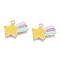 Light Gold Plated Alloy Enamel Pendants, Cadmium Free & Lead Free, Meteor, Colorful, 16x20x1.5mm, Hole: 1.8mm