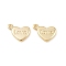 Brass Charms, Heart with Word Love, Long-Lasting Plated, Lead Free & Cadmium Free, Rack Plating, Real 18K Gold Plated, 10x12x2mm, Hole: 1mm