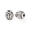 Tibetan Style Alloy Beads, Drum with Flower, Cadmium Free & Nickel Free & Lead Free, Antique Silver, 6x6mm, Hole: 2mm