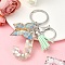 Resin & Acrylic & Faux Suede Tassel Keychain, with Alloy Clasp and Iron Rings, Letter J, 0.9cm