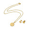 304 Stainless Steel Jewelry Set for Women, Pendant Necklaces and Stud Earrings, Sun, Golden, 17.52 inch(44.5cm), 9.5mm, Pin: 0.6mm