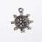 Tibetan Style Alloy Pendants, Cadmium Free & Lead Free, Ship's Wheel, Antique Silver, 23x19x3.5mm, Hole: 2mm