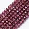 Natural Garnet Beads Strands, Faceted, Round, Purple, 2mm, Hole: 0.5mm, about 175pcs/strand, 14.9 inch(38cm)