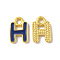 Alloy Enamel Pendants, Matte Gold Color, Letter Charm, Nickel Free, Letter H, 10x7x1.5mm, Hole: 1.6mm