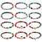 12Pcs 2 Sets Christmas Theme Polymer Clay Heishi Beaded Stretch Bracelets, Alloy Enamel Link Bracelets Set for Men Women, Mixed Color, Inner Diameter: 2~2-1/8 inch(5.15~5.35cm), 6pcs/set