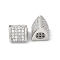 Brass Micro Pave Cubic Zirconia European Beads, Large Hole Beads, Cadmium Free & Nickel Free & Lead Free, Triangle, Real Platinum Plated, 8.5x8x8mm, Hole: 3.9~4.2mm