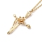 304 Stainless Steel Cross with Flower Pendant Necklaces for Women, Golden, 17.91 inch(45.5cm),