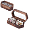 Walnut Wood Jewelry Magnetic Presentation Box with Velvet Inside, Portable Travel Clear Visible Caps Jewelry Display Case for Rings, Bracelets, Necklaces, Earrings Holder, Coconut Brown, 9.8x5x2.8cm