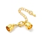 Brass Chain Extender, with Cord Ends and Lobster Claw Clasps, Golden, 35.5mm long, cord end: 8mm wide, 11mm long, hole: 6.5mm
