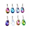 Electroplated Glass Pendants, Teardrop, Faceted, Mixed Color, 16x9x4mm, Hole: 3.8x4.2mm