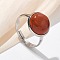 Half Round Natural Red Jasper Finger Rings, 304 Stainless Steel Adjustable Rings for Women, Round: 14mm, US Size 7 1/4(17.5mm)