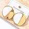 Flat Round 304 Stainless Steel Stud Earrings, with Enamel, Ion Plating(IP), White, 28.5mm