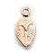 Alloy Pendants, Leaf with Letter Charm, Rose Gold, Letter.Y, 15.5x7.5x2.5mm, Hole: 1.5mm