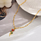 Elegant Brass Enamel Pendant Necklaces for Women, Perfect Accessories, Golden, Flower, 15.75 inch(40cm)