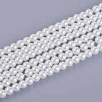 Круглые бусины из экологически чистого окрашенного стекла с жемчугом&nbsp;HY-A008-6mm-RB001