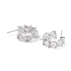 Открытая серьга-кольцо из прозрачного кубического циркония&nbsp;EJEW-C002-02P-RS