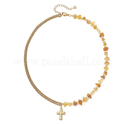 Ожерелья с подвесками-крестами из нержавеющей стали 304&nbsp;NJEW-JN05919