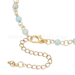 Браслеты на ногу из круглозвенной ограненной цепочки из нержавеющей стали 304 и натурального агата (окрашенного и нагретого)&nbsp;AJEW-AN00747-02