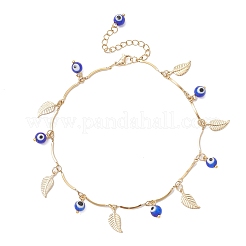 Браслеты на ногу ручной работы с кисточками из листовидной цепи из нержавеющей стали 304 с закругленными звеньями для женщин&nbsp;AJEW-AN00742-02