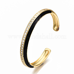 Браслеты-манжеты с прозрачным кубическим цирконием из латуни с микропаве&nbsp;BJEW-N302-004A-NF