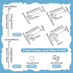 Фурнитура для сережек-гвоздиков с шариковым штифтом из нержавеющей стали 304&nbsp;STAS-UN0063-08