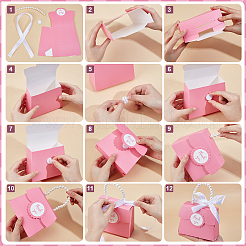 Прямоугольные бумажные подарочные пакеты с ручкой из искусственного жемчуга&nbsp;CON-WH0110-019A