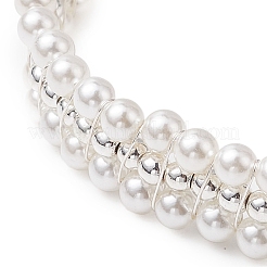 Браслеты из плетеных бусин из гальванизированного немагнитного синтетического гематита и ракушечного жемчуга&nbsp;BJEW-JB110101