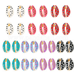 28шт 7 цвета натуральные бусины из ракушек каури&nbsp;SSHEL-TA0001-22