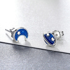 925 серьги-гвоздики из стерлингового серебра с родиевым покрытием&nbsp;EJEW-FF0008-010P