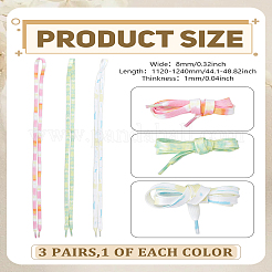 3 пара плоских гладких полиэстеровых шнурков двух цветов&nbsp;AJEW-LP0003-09B