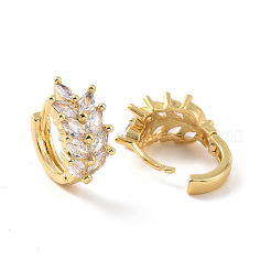 Прозрачные серьги-кольца из пшеницы с кубическим цирконием&nbsp;X-EJEW-F298-18G